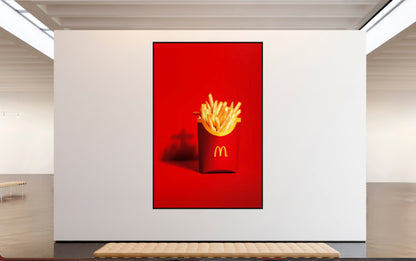 Junk Food print, 120 x 183.7 cm, displayed on a white gallery wall — colour satirical fast food photography by Tom Parsons